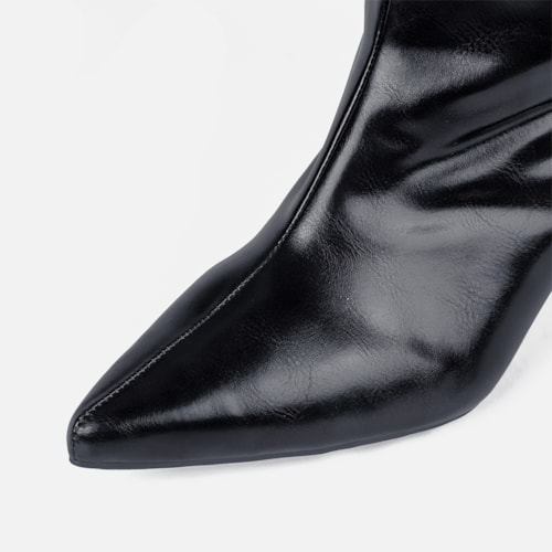 Bota Social Preta Feminina Domidona Cano Alto Salto Fino Taça Elegante