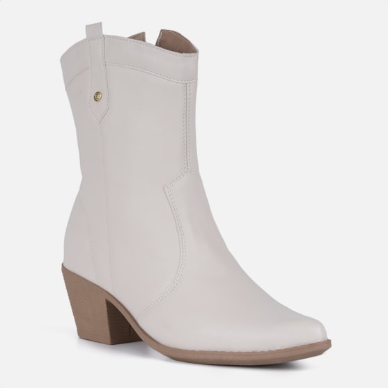 Segunda imagem do produto Bota Texana Feminina Western Country Bico Fino Cano Médio Off White