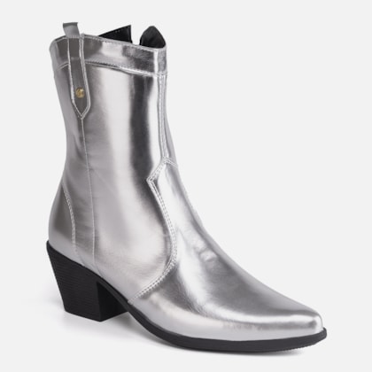 Segunda imagem do produto Bota Texana Feminina Western Country Bico Fino Cano Médio Prata