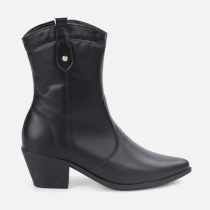 Bota Texana Feminina Western Country Bico Fino Cano Médio Preto
