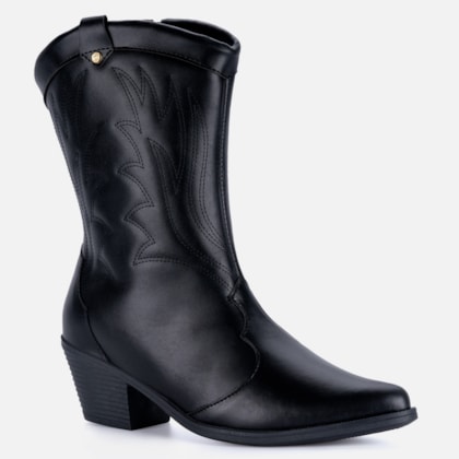 Segunda imagem do produto Bota Texana Feminina Western Country Bordada Cano Médio Moda Preta