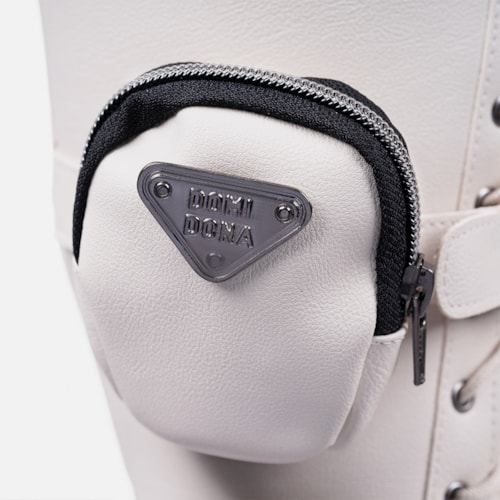 Coturno Com Bolsinha Feminino Tratorado Cano Alto Off White