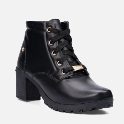 Segunda imagem do produto Coturno Feminino Cano Curto Salto Médio Preto