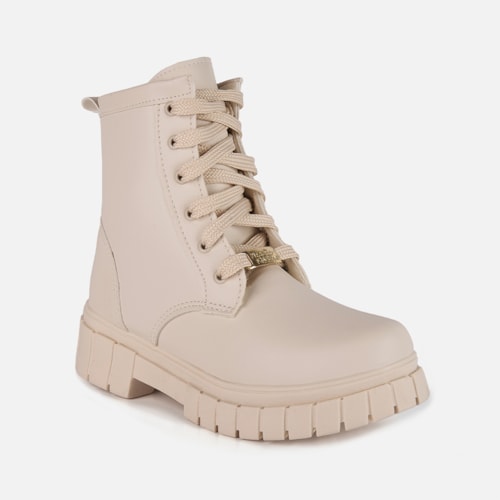 Coturno Feminino Infantil Off White Tratorado Cano Alto Inverno da Moda