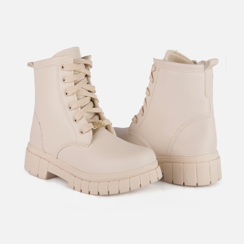 Coturno Feminino Infantil Off White Tratorado Cano Alto Inverno da Moda