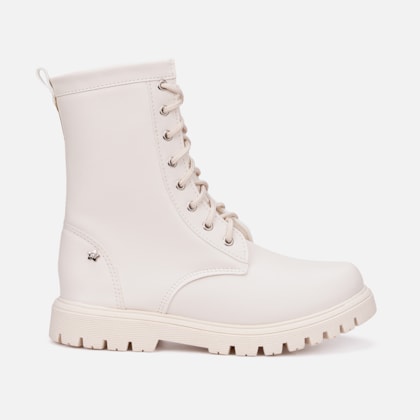 Coturno Feminino Infantil Tratorado Cano Alto Menina Da Moda Off White