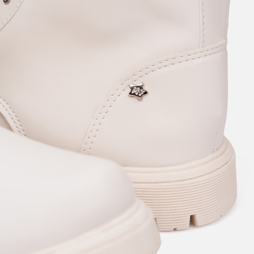 Coturno Feminino Infantil Tratorado Cano Alto Menina Da Moda Off White
