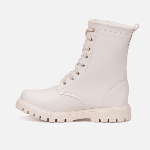 Coturno Feminino Infantil Tratorado Cano Alto Menina Da Moda Off White