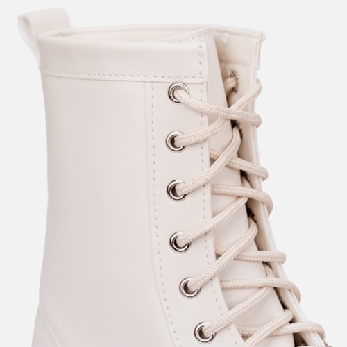 Coturno Feminino Infantil Tratorado Cano Alto Menina Da Moda Off White