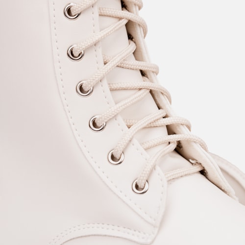 Coturno Feminino Infantil Tratorado Cano Alto Menina Da Moda Off White