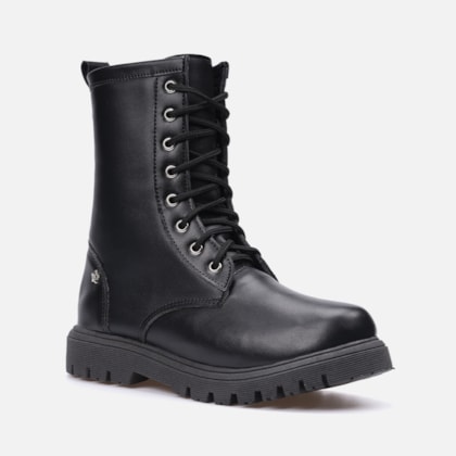 Segunda imagem do produto Coturno Feminino Infantil Tratorado Cano Alto Menina Da Moda Preto