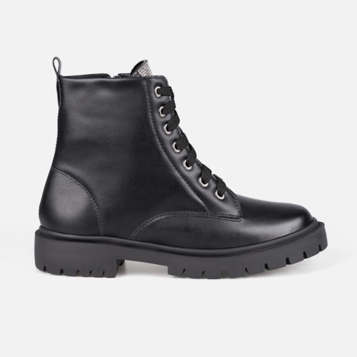 Coturno Feminino Preto Cano Curto Solado Tratorado Zíper Confortável