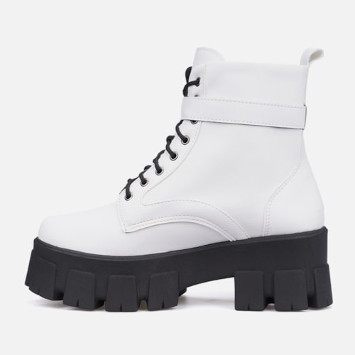 Coturno Feminino Tratorado Com Bolsinha Na Lateral Branco