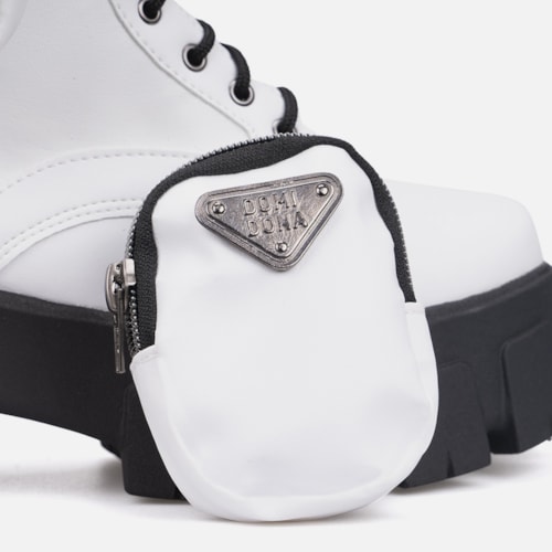 Coturno Feminino Tratorado Com Bolsinha Na Lateral Branco