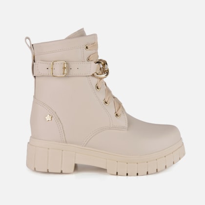 Coturno Infantil Off White Cano Alto Com Corrente Dourada Menina Fashion