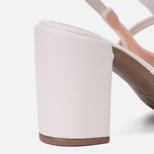 Mary Jane Feminina Elegante Salto Bloco Grosso Bico Quadrado Off White