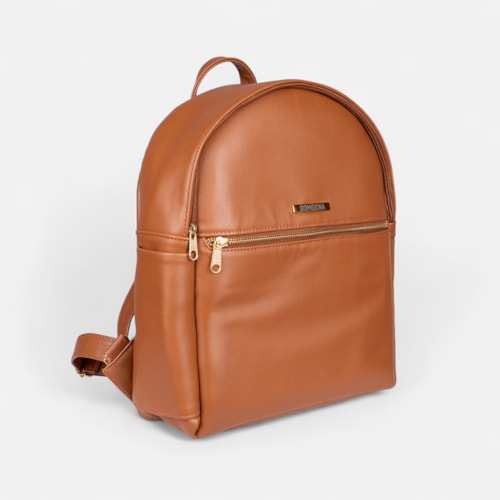 Mochila Feminina Domidona Caramelo Minimalista Grande Alças ajustáveis