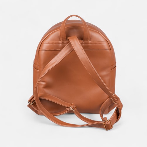Mochila Feminina Domidona Caramelo Minimalista Grande Alças ajustáveis
