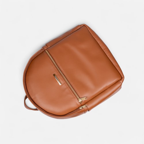 Mochila Feminina Domidona Caramelo Minimalista Grande Alças ajustáveis
