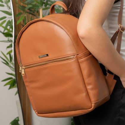 Segunda imagem do produto Mochila Feminina Domidona Caramelo Minimalista Grande Alças ajustáveis