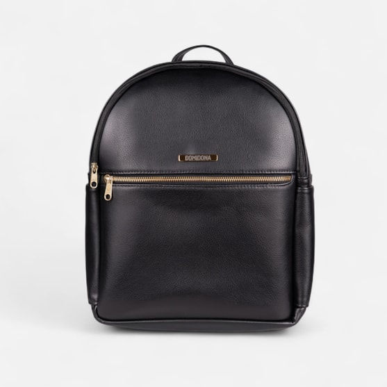 Mochila Feminina Domidona Preta Minimalista Grande Alças ajustáveis