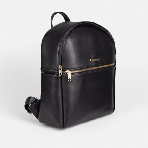 Mochila Feminina Domidona Preta Minimalista Grande Alças ajustáveis