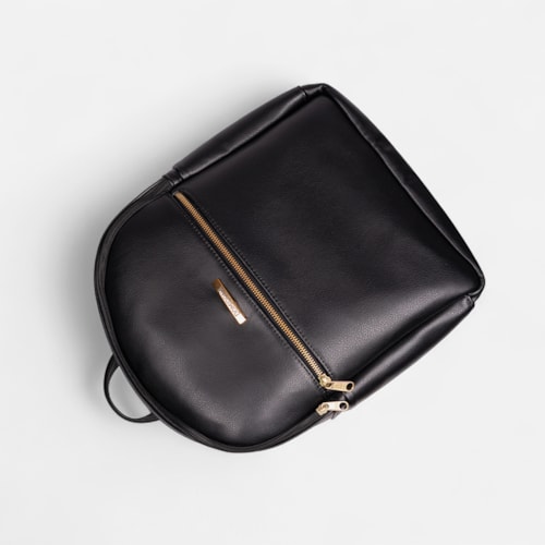 Mochila Feminina Domidona Preta Minimalista Grande Alças ajustáveis
