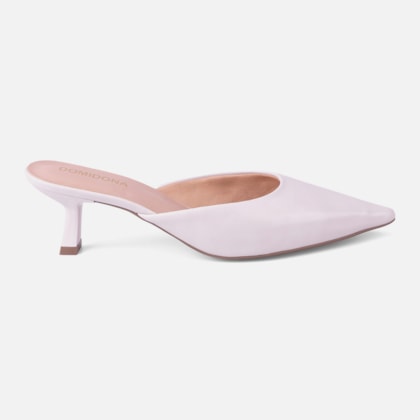 Mule Feminino Salto Taça Bico Fino Confortável Off White