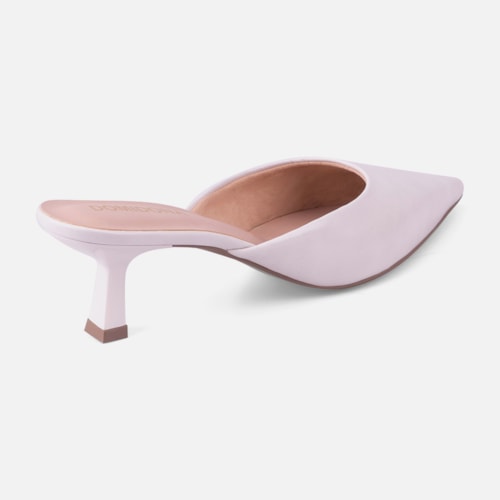 Mule Feminino Salto Taça Bico Fino Confortável Off White