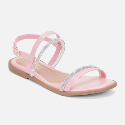 Segunda imagem do produto Rasteirinha Fashion Infantil Rose Tiras Duplas De Strass