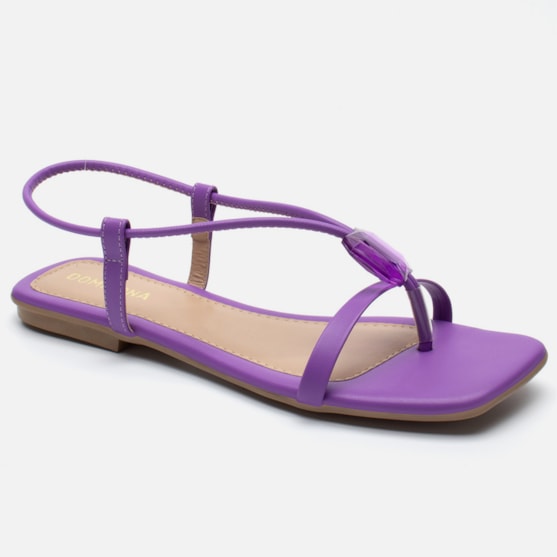 Segunda imagem do produto Rasteirinha Sandália Feminina Com Pedraria Tira Elastica Roxa