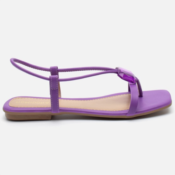 Rasteirinha Sandália Feminina Com Pedraria Tira Elastica Roxa