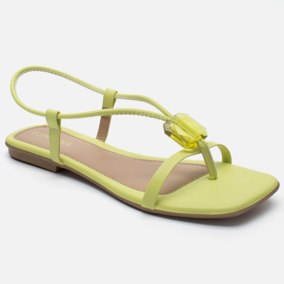 Segunda imagem do produto Rasteirinha Sandália Feminina Com Pedraria Tira Elastica Verde