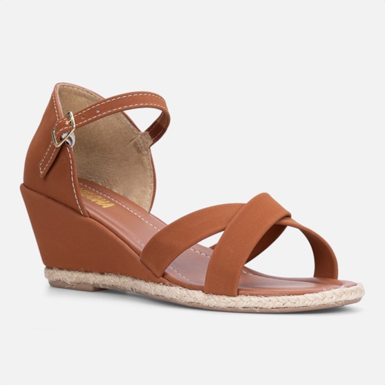 Segunda imagem do produto Sandália Feminina Caramelo Anabela Casual Traseira Fechada