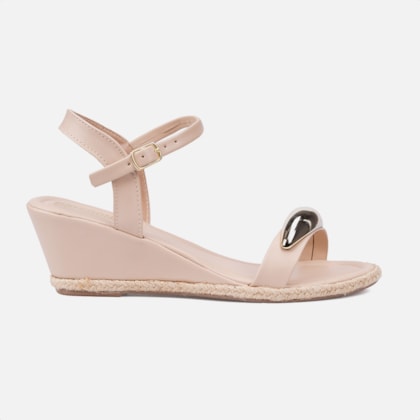 Sandália Feminina Com Salto Anabela E Bico Amendoado Nude