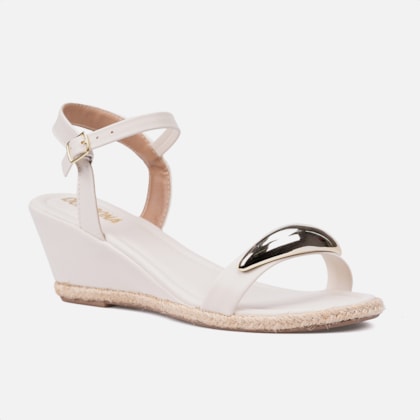 Segunda imagem do produto Sandália Feminina Com Salto Anabela E Bico Amendoado Off White