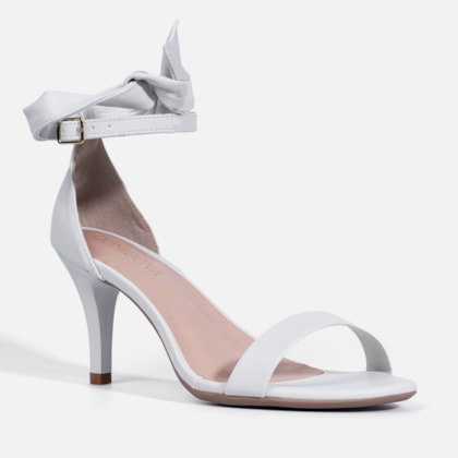 Segunda imagem do produto Sandália Feminina De Tira Lisa e Laço Charmoso no Tornozelo Off White