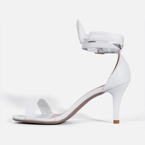 Sandália Feminina De Tira Lisa e Laço Charmoso no Tornozelo Off White