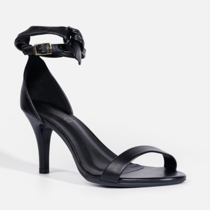 Segunda imagem do produto Sandália Feminina De Tira Lisa e Laço Charmoso no Tornozelo Preta