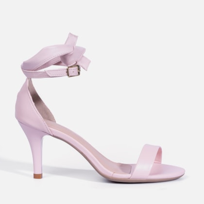 Sandália Feminina De Tira Lisa e Laço Charmoso no Tornozelo Rosa