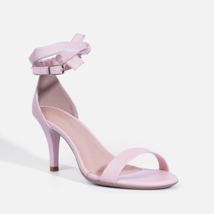 Segunda imagem do produto Sandália Feminina De Tira Lisa e Laço Charmoso no Tornozelo Rosa