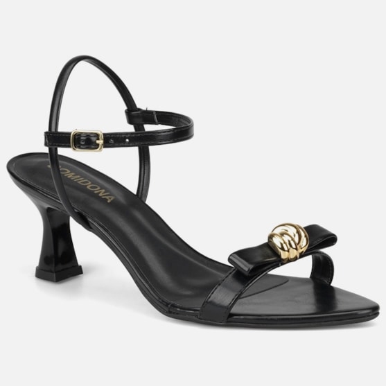 Segunda imagem do produto Sandália Feminina Domidona Salto Taça Tiras Elegante Preta