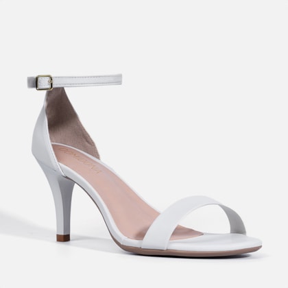 Segunda imagem do produto Sandália Feminina Elegante Tira Única e Fechamento no Tornozelo Branco