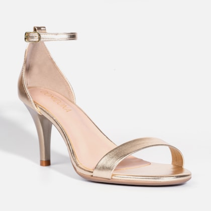 Segunda imagem do produto Sandália Feminina Elegante Tira Única e Fechamento no Tornozelo Dourada