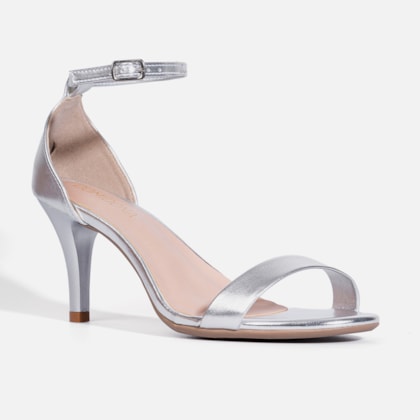 Segunda imagem do produto Sandália Feminina Elegante Tira Única e Fechamento no Tornozelo Prata