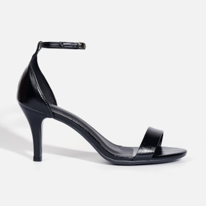 Sandália Feminina Elegante Tira Única e Fechamento no Tornozelo Preta