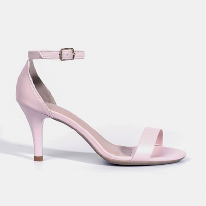 Sandália Feminina Elegante Tira Única e Fechamento no Tornozelo Rosa