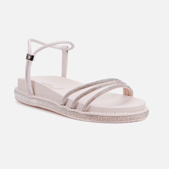 Segunda imagem do produto Sandália Feminina Flatform Infantil Calce Fácil Com Strass Off White