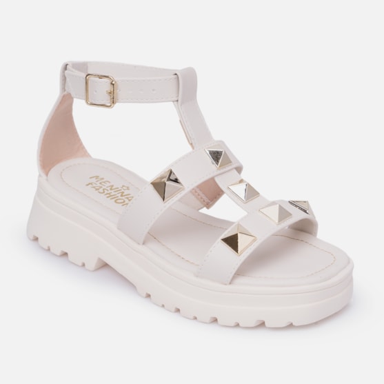 Segunda imagem do produto Sandália Feminina Infantil Tratatorada Papete Com Spikes Off White