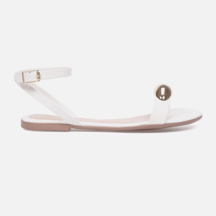 Sandália Feminina Lesma Rasteira Com Tira No Tornozelo Off White